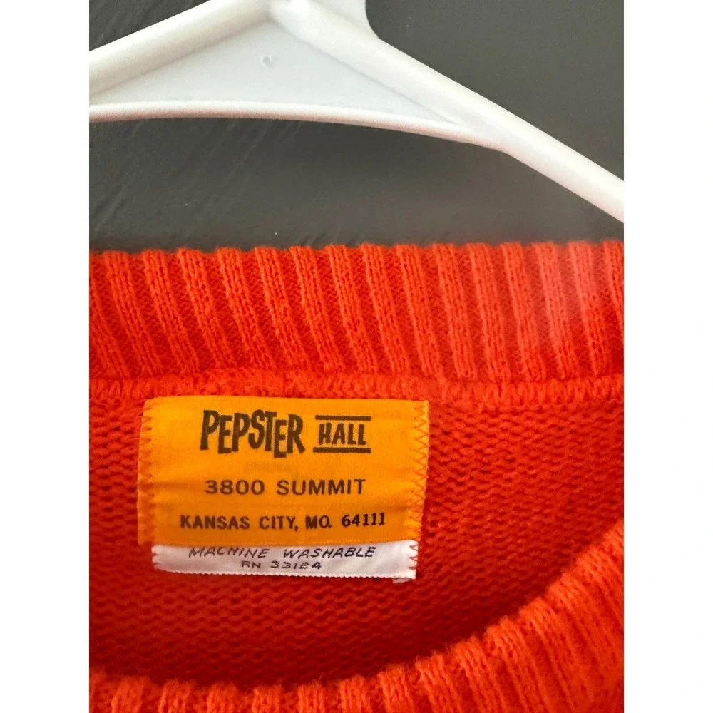Vintage‎ 70s Pepster Hall Orange Black Cheerleader Sweater Pleated Skirt Set WLS